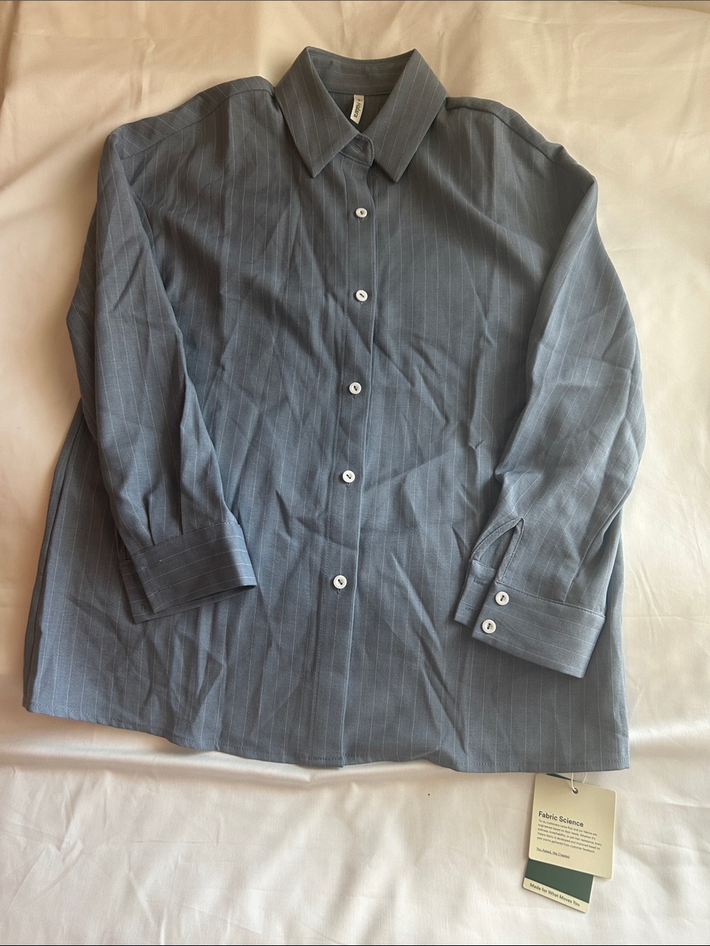 HALARA Blue Pinstripe Button-Down Shirt